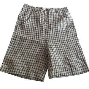Noma Boys Linen Plaid Pull-On Shorts Gray Brown Black Boutique Size 8 EUC